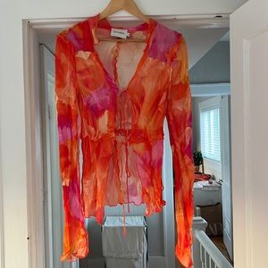 Rat & Boa sheer tie up blouse new never worn - XS